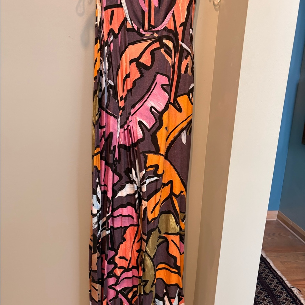 Soft Surroundings Multicolor Leaf Pattern Midi Su… - image 3